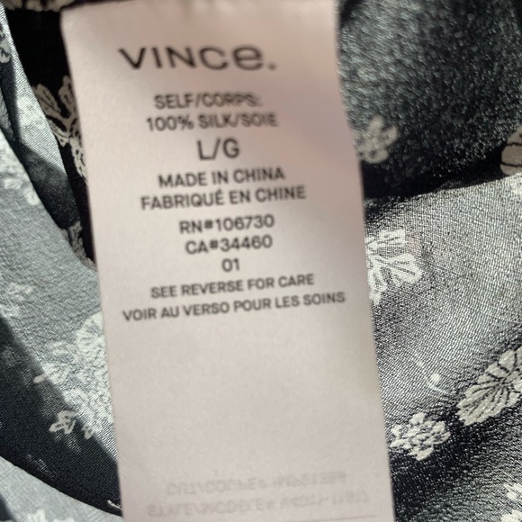 Vince Calico Print Floral Silk Blouse Coastal Navy Sheer - Picture 7 of 10